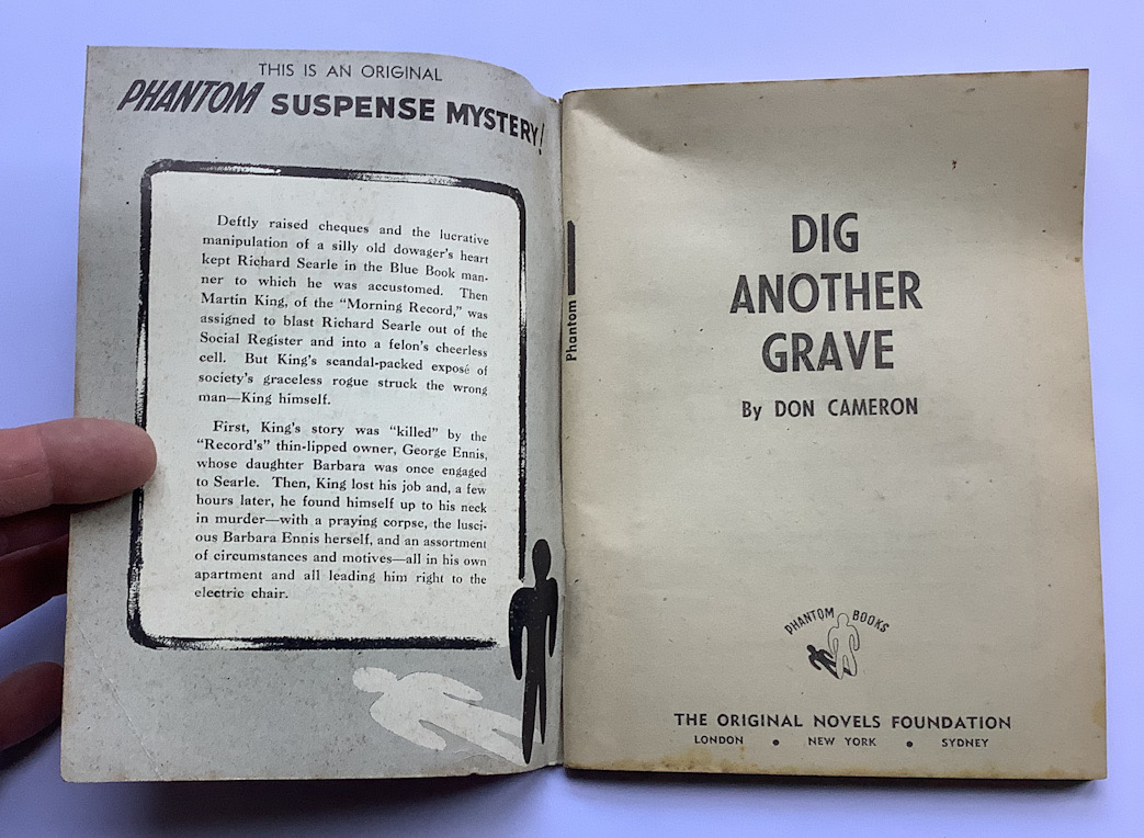 DIG ANOTHER GRAVE crime pulp fiction book by Don Cameron 1954